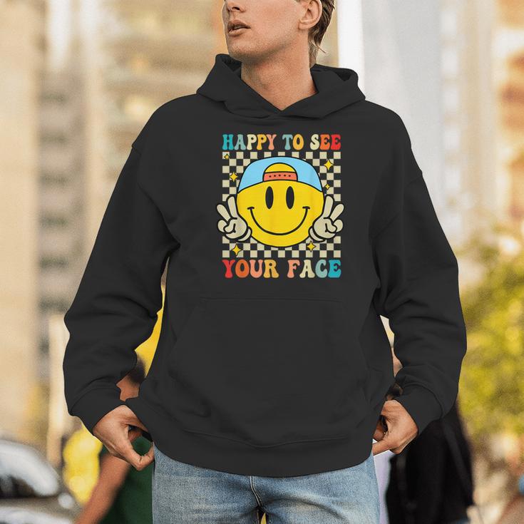 Happy To See Your Face Hippie Smile Back To School Teachers Men Hoodie, funny gift