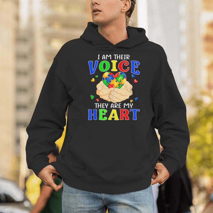 I Am Their Voice They Are My Heart Autism Awareness Teacher Men Hoodie, funny gift