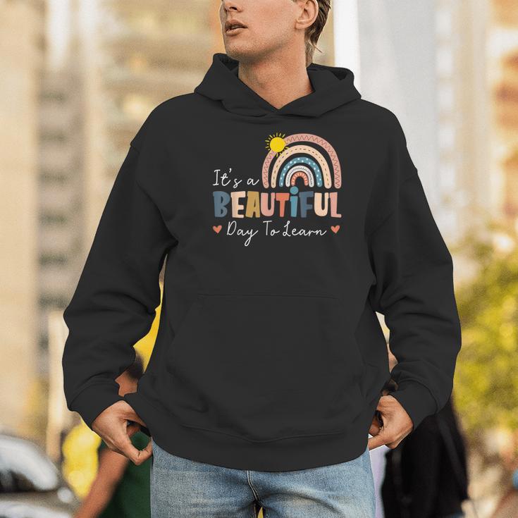 It's A Beautiful Day To Learn Cute Rainbow Boho Teacher Men Hoodie, funny gift