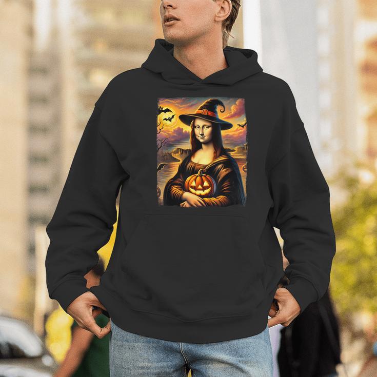 Mona Lisa Pumpkin Halloween Art Teacher Witchy Women Kids Men Hoodie, funny gift