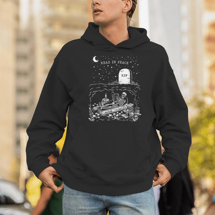 Read In Peace Skeleton Halloween Book Reading Spooky Teacher Men Hoodie, funny gift Read In Peace Skeleton Halloween Book Reading Spooky Teacher Men Hoodie, funny gift