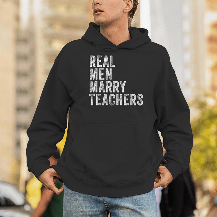 Real Men Marry Teachers Future Husband Wife Engagement Men Hoodie, funny gift