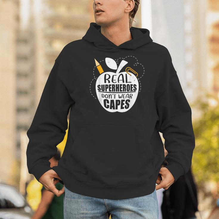 Real Superheroes Wear No Capes Teacher Design Teach Men Hoodie, funny gift Real Superheroes Wear No Capes Teacher Design Teach Men Hoodie, funny gift