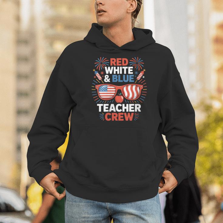 Red & Blue Teacher Crew Shirt 4th Of July Sunglasses Men Hoodie, funny gift