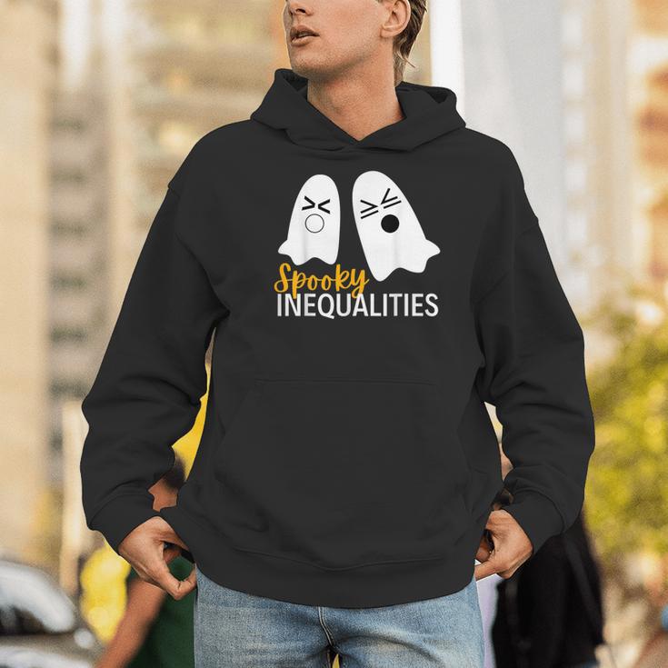 Spooky Ghost Inequalities Halloween Math Teacher Men Hoodie, funny gift