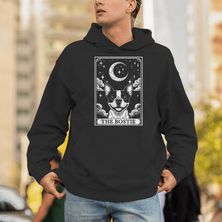 Tarot Card Vintage Crescent Moon Boston Terrier Dog Mom Men Hoodie, Boston Terrier Mom Hoodies, Boston Terrier Tarot Hoodies, funny gift