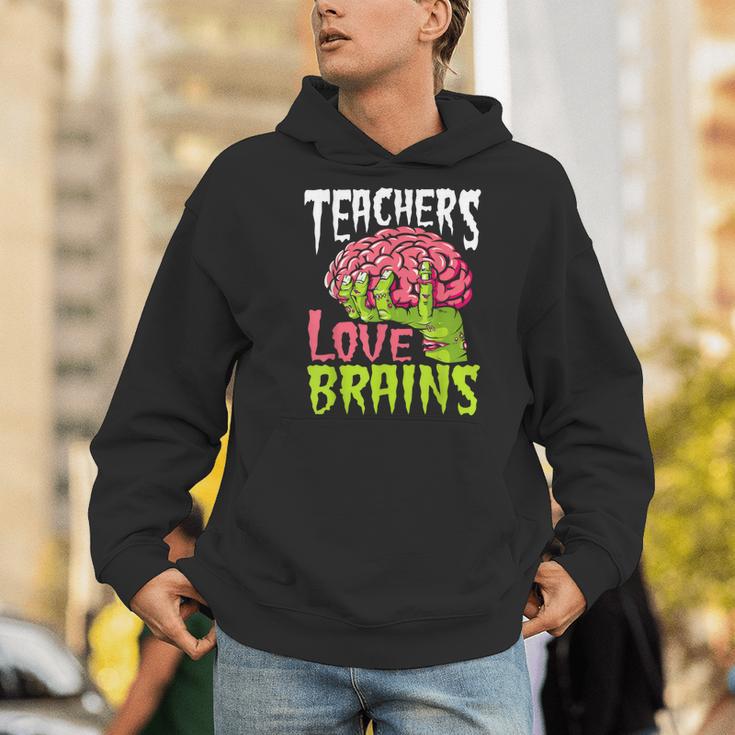Teachers Love Brains Zombie Teacher Halloween Zombies Men Hoodie, funny gift