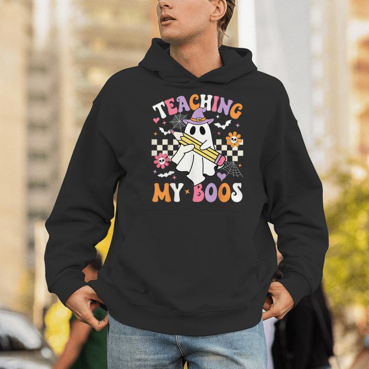 Teaching My Boos Ghost Teacher Cute Groovy Halloween Teacher Men Hoodie, Groovy Teacher Hoodies, funny gift