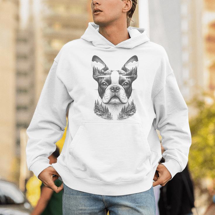 Boston Terrier Dog Bostie Nature Memorial Idea Men Women Men Hoodie, funny gift