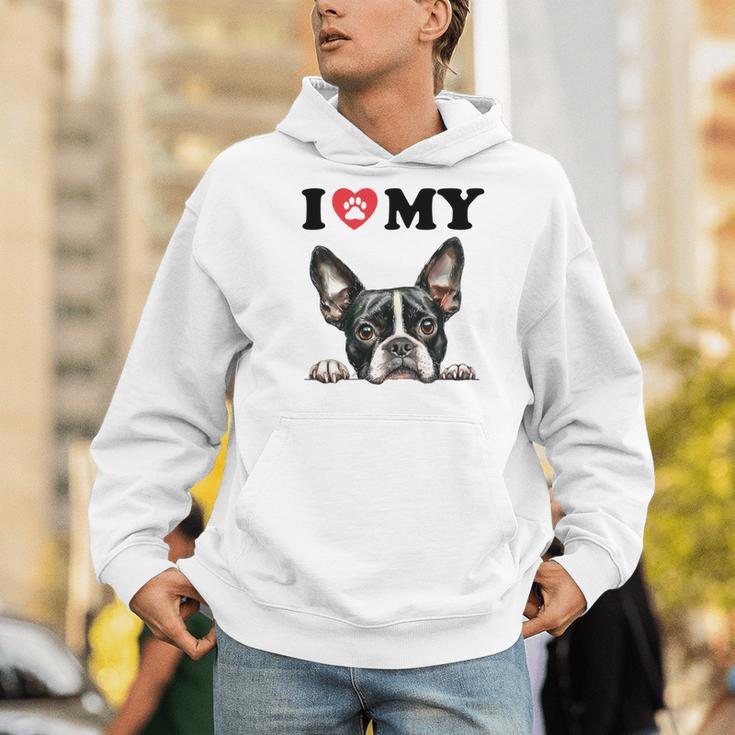 Boston Terrier I Heart My Dog Dog Lover Men Hoodie, funny gift