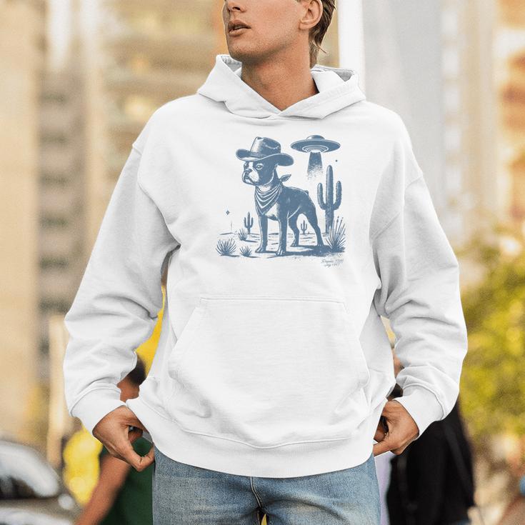 Boston Terrier UFO Cowboy Dog Dog Mom Dog Dad Alien Dog Men Hoodie, Boston Terrier Mom Hoodies, Boston Terrier Dad Hoodies, funny gift