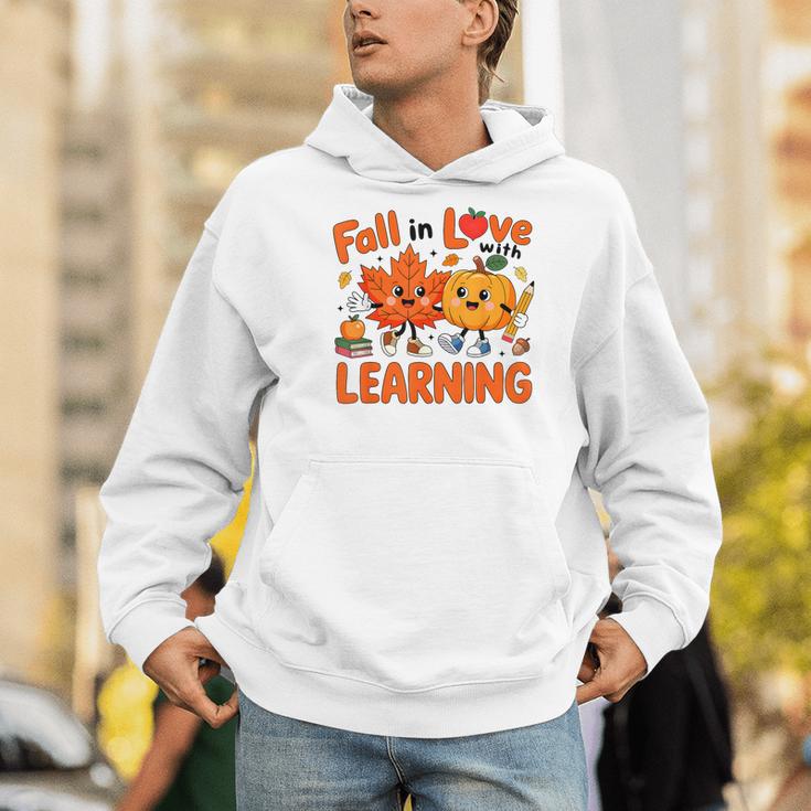 Fall In Love With Learning Thanksgiving Teacher Student Kids Men Hoodie, funny gift