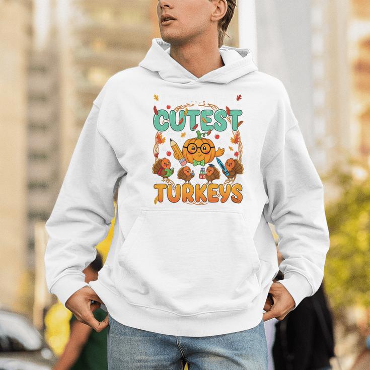 Humor I Teach The Cutest Turkeys Thanksgiving Teacher Men Hoodie, funny gift