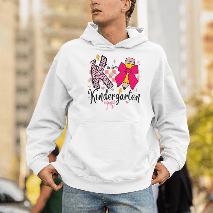 K Is For Kindergarten Teacher Coquette Bow Back To School Men Hoodie, funny gift K Is For Kindergarten Teacher Coquette Bow Back To School Men Hoodie, funny gift
