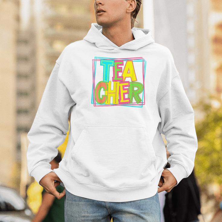 Neon Retro Teacher Cute Teacher Team New Teacher Back To Sch Men Hoodie, funny gift