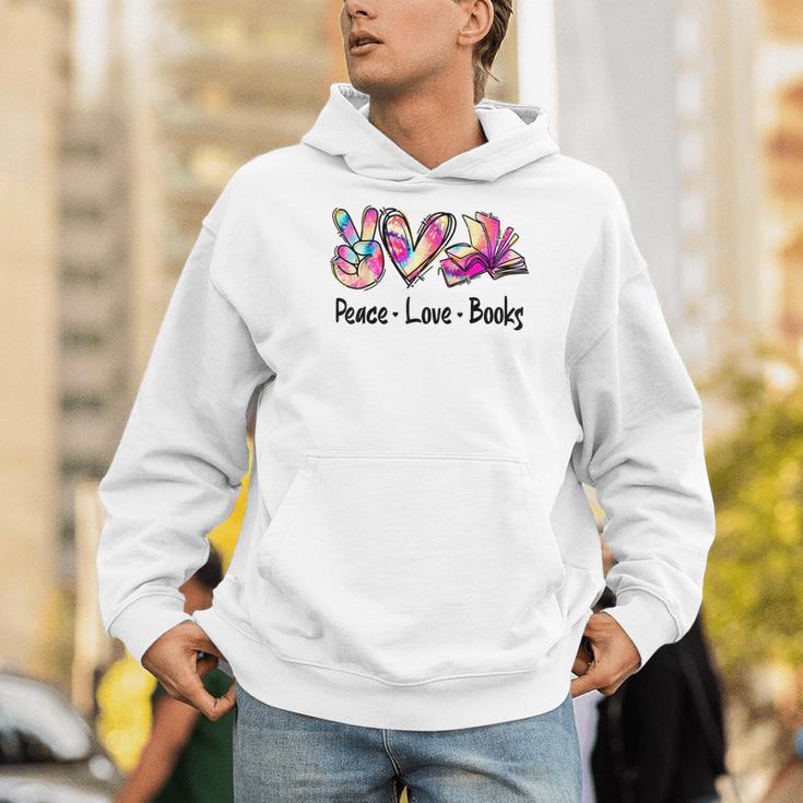 Peace Love Books Librarian Teacher Life Book Library Tie Dye Men Hoodie, funny gift