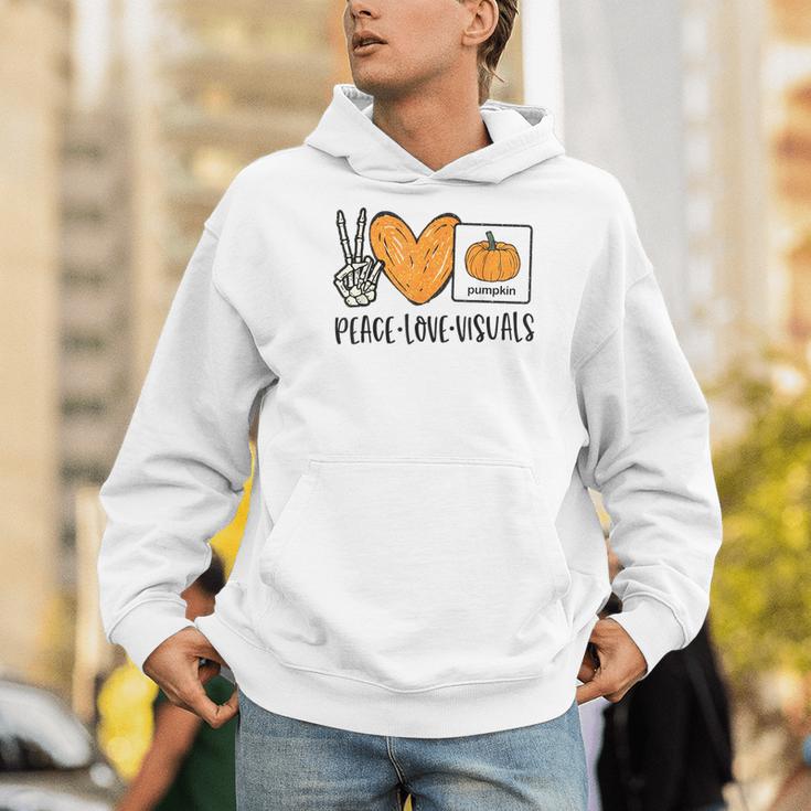 Peace Love Visuals Sped Teacher Pumpkin Skeleton Halloween Men Hoodie, funny gift Peace Love Visuals Sped Teacher Pumpkin Skeleton Halloween Men Hoodie, funny gift