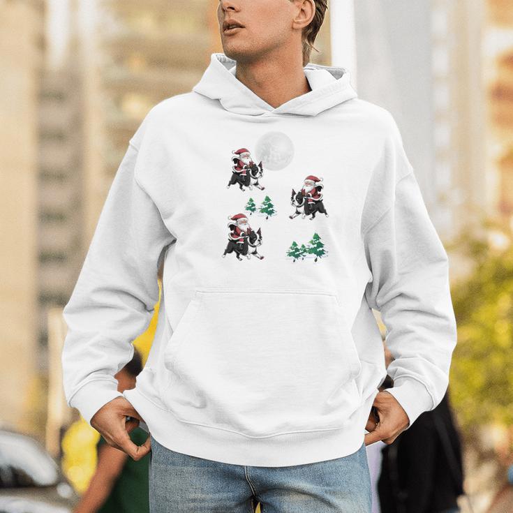 Xmas Tree Santa Riding Boston Terrier Christmas Men Hoodie, Boston Terrier Riding Hoodies, Boston Terrier Christmas Hoodies, funny gift