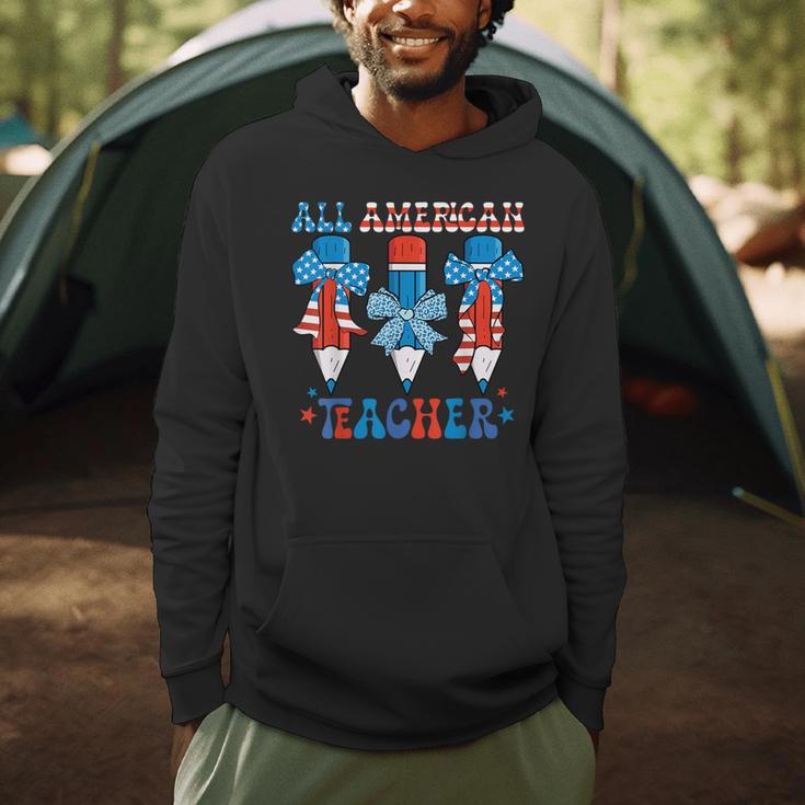 All American Teacher Pencil Coquette Bow USA Flag Teachers Men Hoodie, novelty gifts, funny gifts All American Teacher Pencil Coquette Bow USA Flag Teachers Men Hoodie, novelty gifts, funny gifts