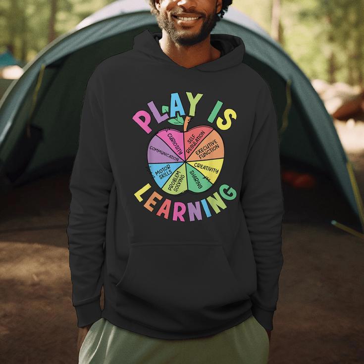 Apple Retro Play Is Learning Kindergarten Teacher Daycare Men Hoodie, novelty gifts, funny gifts