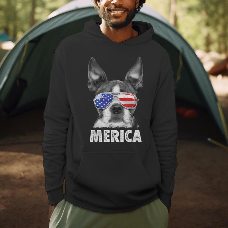 Boston Terrier 4th Of July Merica Men Women USA Flag Vintage Men Hoodie, novelty gifts, funny gifts