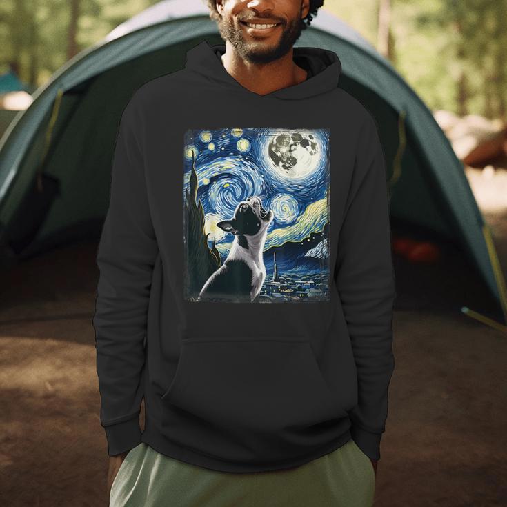 Boston Terrier Dog Art Van Gogh Starry Night Boston Terrier Men Hoodie, novelty gifts, funny gifts