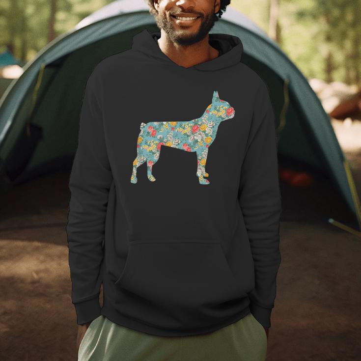 Boston Terrier Flower Silhouette Floral Dog Men Women Girls Kids Men Hoodie, novelty gifts, funny gifts