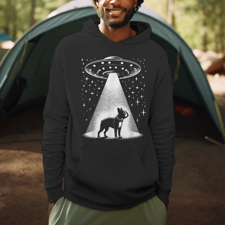 Boston Terrier Mom Dad Dog Alien UFO For Men Women Men Hoodie, novelty gifts, funny gifts
