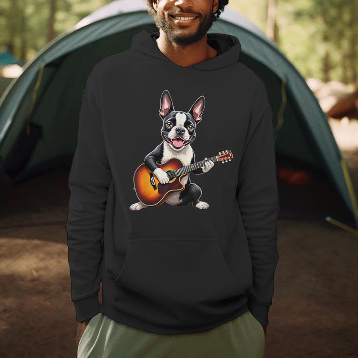Boston Terrier Playing Guitar Boston Terrier Men Hoodie, novelty gifts, funny gifts