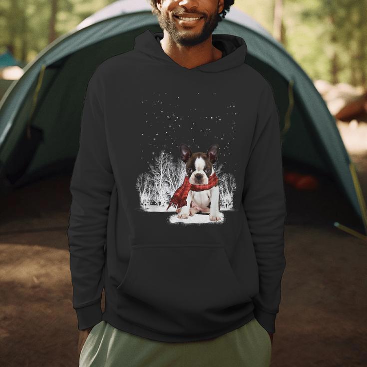 Boston Terrier In The Snow Merry Christmas Winter Men Hoodie, novelty gifts, funny gifts