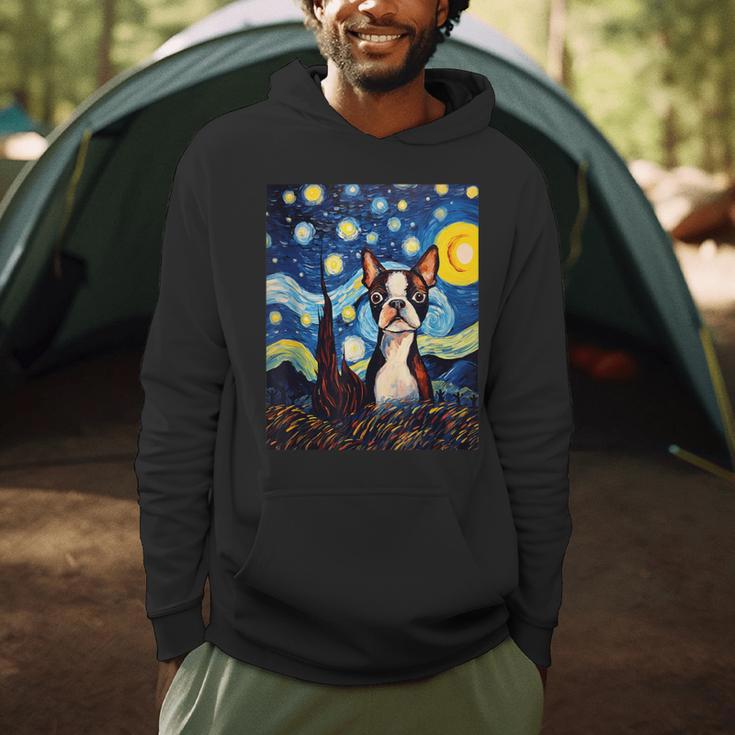 Boston Terrier Starry Night Van Gogh Art Men Hoodie, novelty gifts, funny gifts