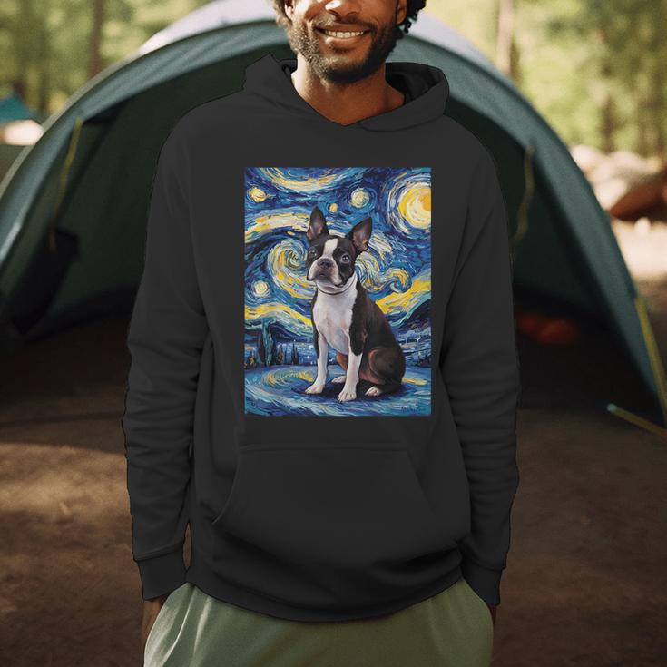Boston Terrier Van Gogh Starry Night Men Hoodie, novelty gifts, funny gifts