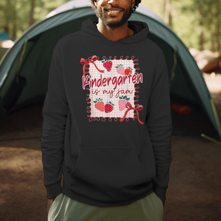 Bow Strawberry Kindergarten Is My Jam Teacher Kinder Team Men Hoodie, novelty gifts, funny gifts