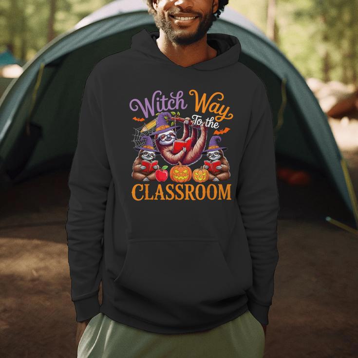Way To Classroom Halloween Witch Three Cute Sloths Teacher Men Hoodie, novelty gifts, funny gifts Way To Classroom Halloween Witch Three Cute Sloths Teacher Men Hoodie, novelty gifts, funny gifts