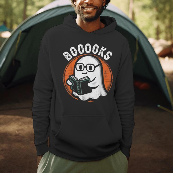 Cute Ghost Book Reading Books Lover Retro Halloween Teacher Men Hoodie, novelty gifts, funny gifts