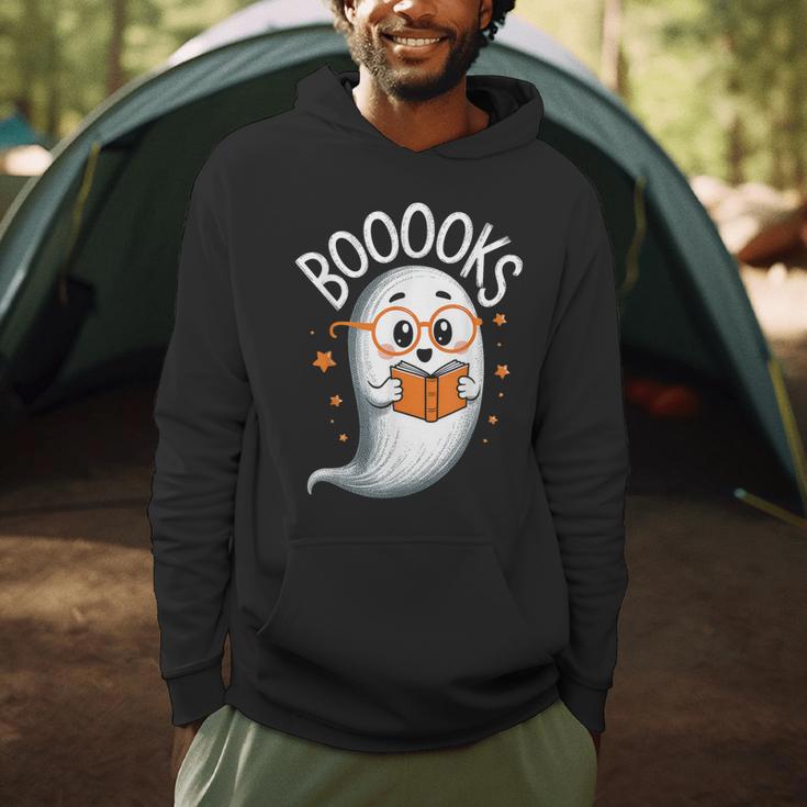 Cute Ghost Book Reading Halloween Teacher Men Hoodie, novelty gifts, funny gifts