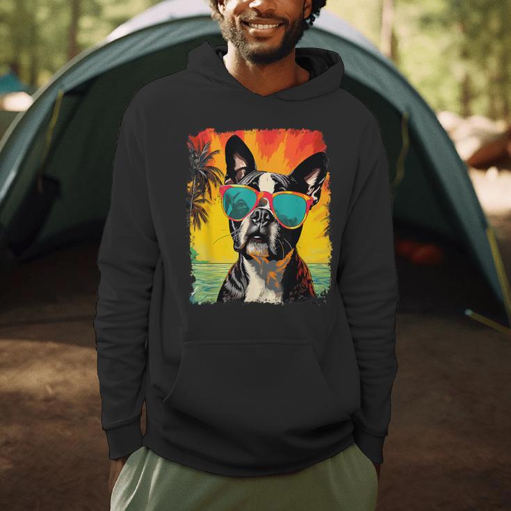 Dog Boston Terrier Hawaiian Men Hoodie, novelty gifts, funny gifts