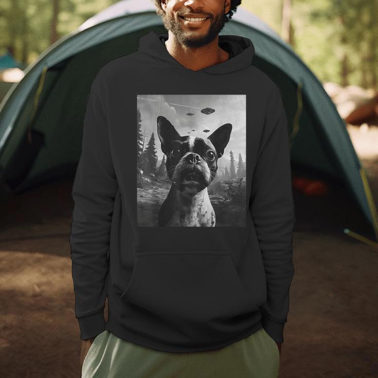 Dog Mom Dad Alien Selfie Boston Terrier UFO For Men Women Men Hoodie, novelty gifts, funny gifts