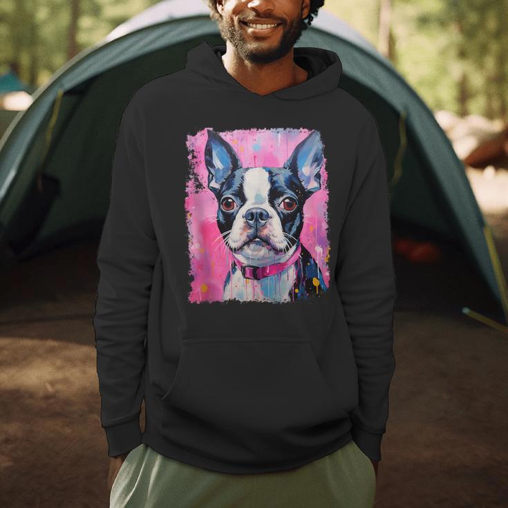 Dog Pink Boston Terrier Men Hoodie, novelty gifts, funny gifts