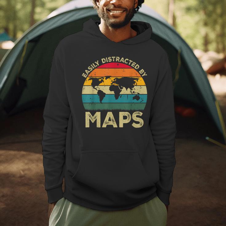 Easily Distracted By Maps Geography Teacher Men Hoodie, novelty gifts, funny gifts