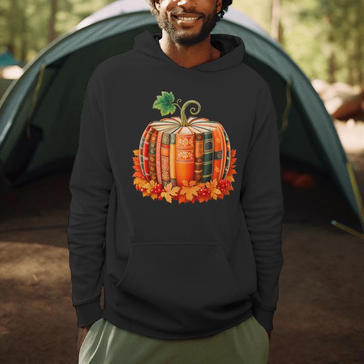 Fall Book Autumn Reading Teacher Halloween Pumpkin Season Men Hoodie, novelty gifts, funny gifts