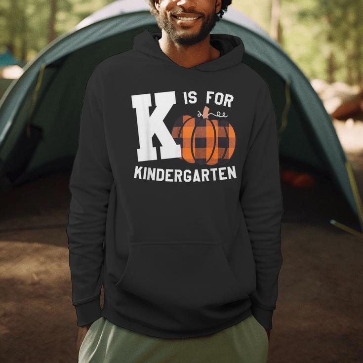 Fall Kindergarten Teacher K Is For Buffalo Plaid Pumpkin Men Hoodie, novelty gifts, funny gifts Fall Kindergarten Teacher K Is For Buffalo Plaid Pumpkin Men Hoodie, novelty gifts, funny gifts