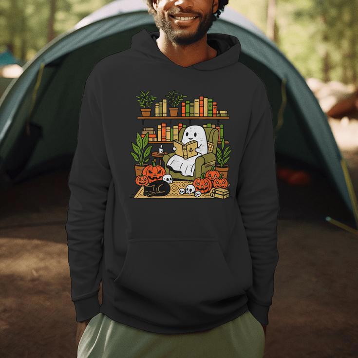 Ghost Library Reading Books Halloween Librarian Teacher Men Hoodie, novelty gifts, funny gifts