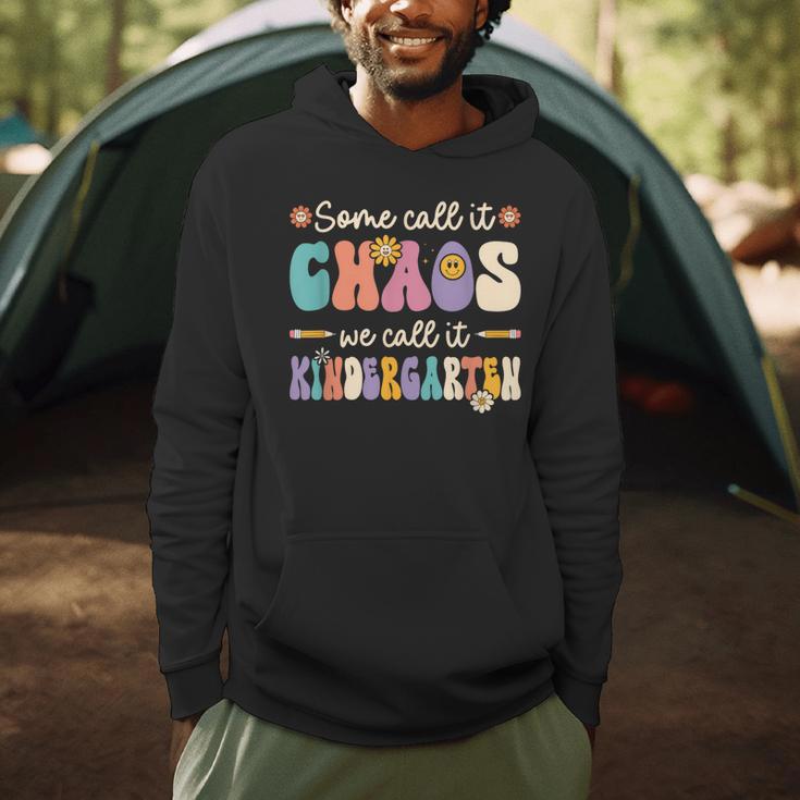 Groovy Some Call It Chaos We Call It Kindergarten Teacher Men Hoodie, novelty gifts, funny gifts