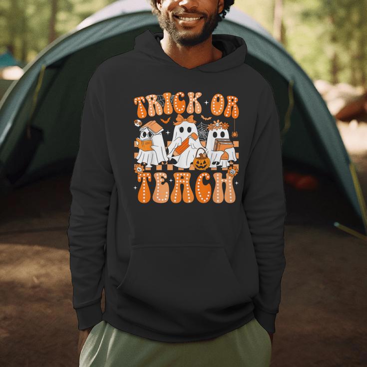 Groovy Teacher Halloween Trick Or Teach Ghost Men Women Kids Men Hoodie, novelty gifts, funny gifts