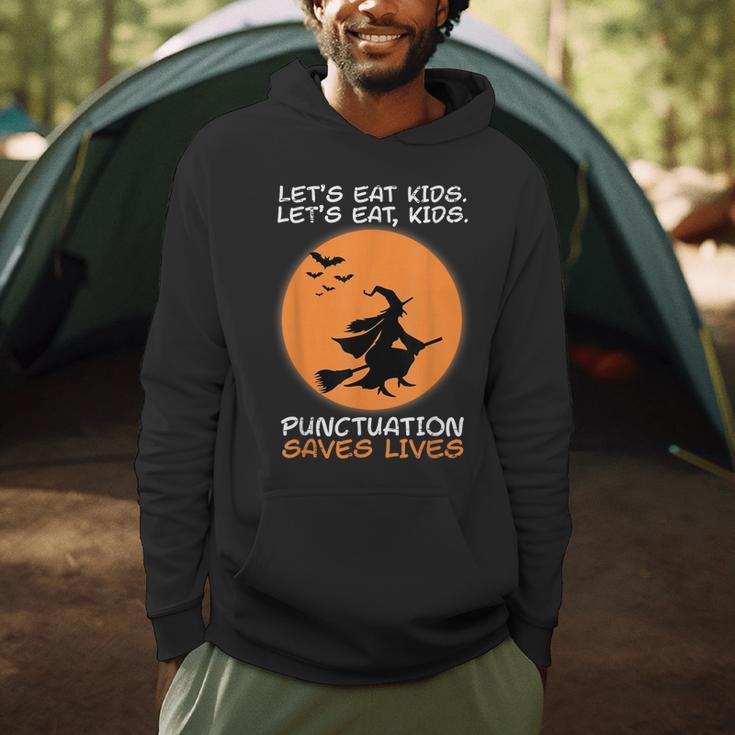 Halloween Teacher Witch Lets Eat Kids Punctuation Men Hoodie, novelty gifts, funny gifts