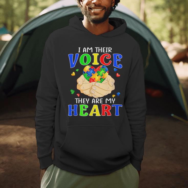 I Am Their Voice They Are My Heart Autism Awareness Teacher Men Hoodie, novelty gifts, funny gifts