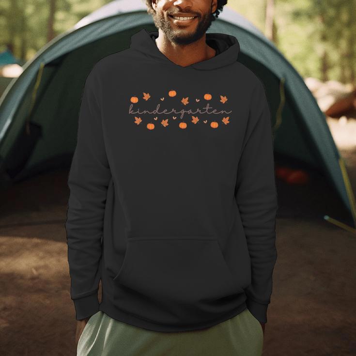 Kindergarten Teacher Pumpkin Autumn Leaves Kinder Team Fall Men Hoodie, novelty gifts, funny gifts