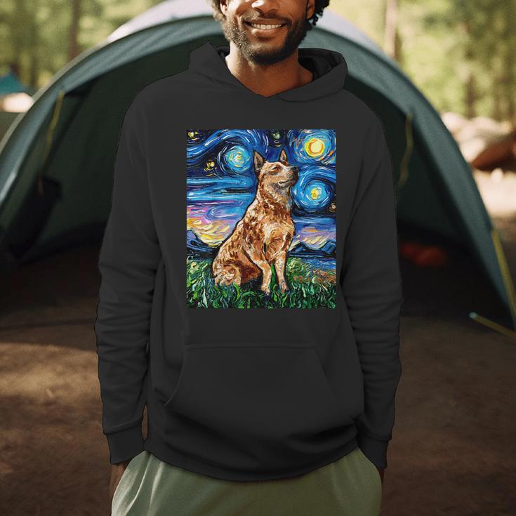 Red Heeler Starry Night Cattle Dog Colorful Art By Aja For Men Women Girls Kids Men Hoodie, novelty gifts, funny gifts