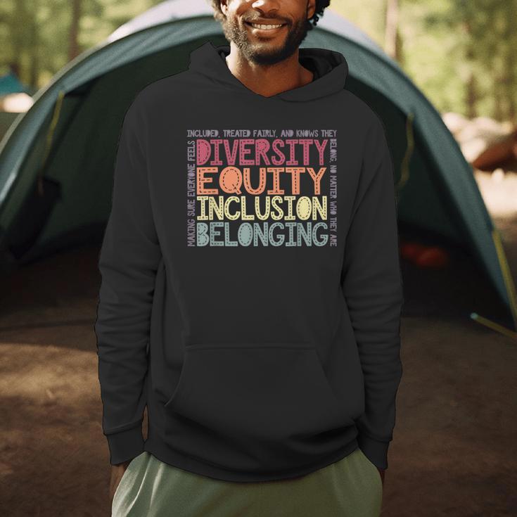 Retro Diversity Equity Inclusion Belonging DEIB Teacher Men Hoodie, novelty gifts, funny gifts